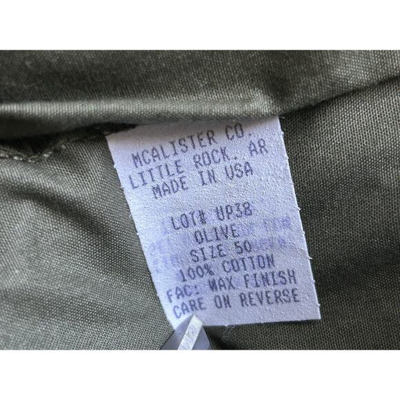 Vtg McAlister Waxed Cotton Field Pants USA Made Size 50 Olive Brown Duck Hunting - Picture 4 of 9